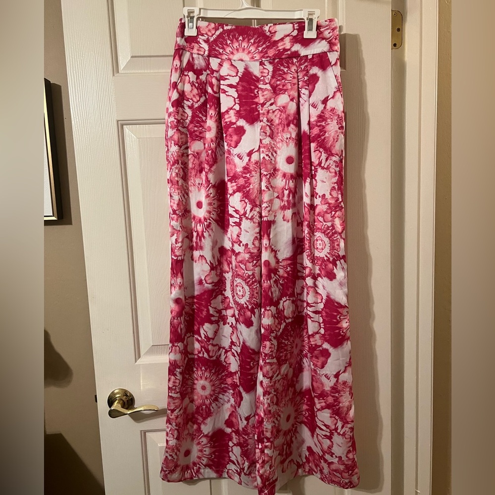 NWOT Ade Samuel for I.N.C. International Concepts Pink Floral Wide Leg Pants XS